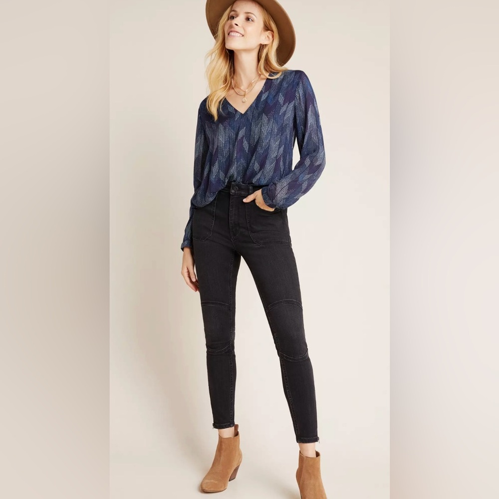 Pilcro Ultra High-Rise Denim Moto Leggings Sz 29